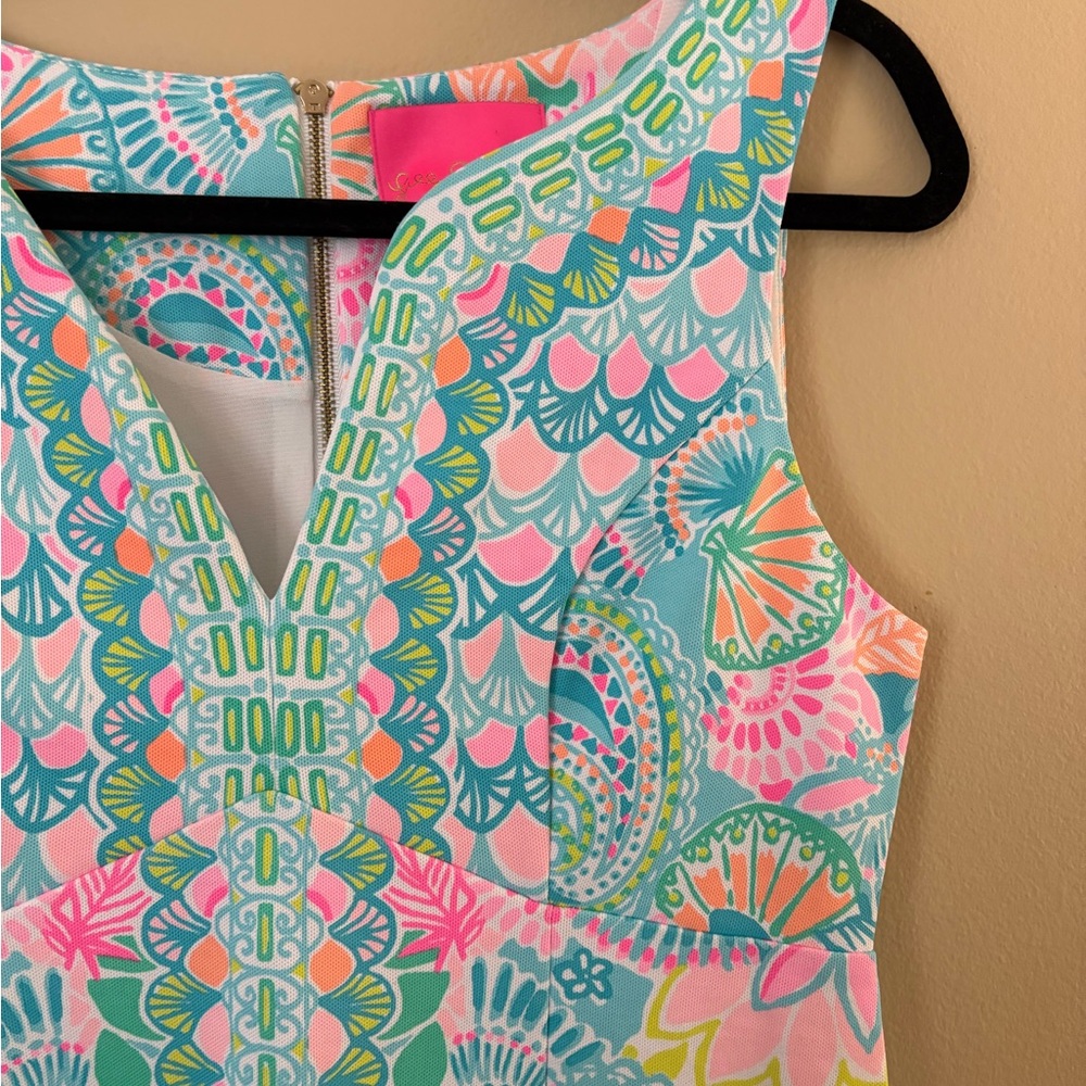 Lilly Pulitzer Sigrid Caribbean Citrus Engineered Pique Knit Shift Dress Size 2 - Picture 4 of 5